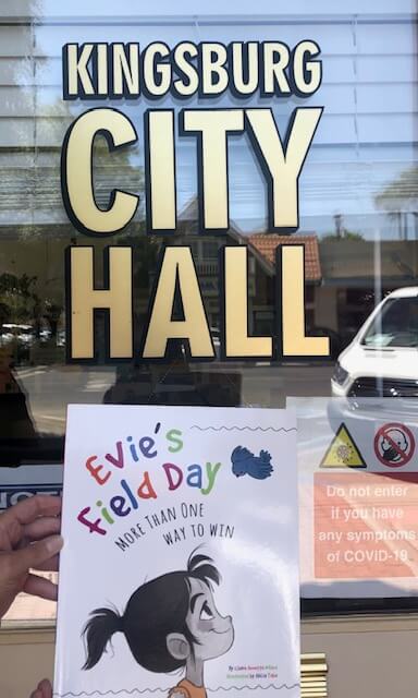 Bookwalks. My picture book, EVIE’S FIELD DAY: More Than One Way to Win, is the featured title this year in my home town of Kingsburg, California.